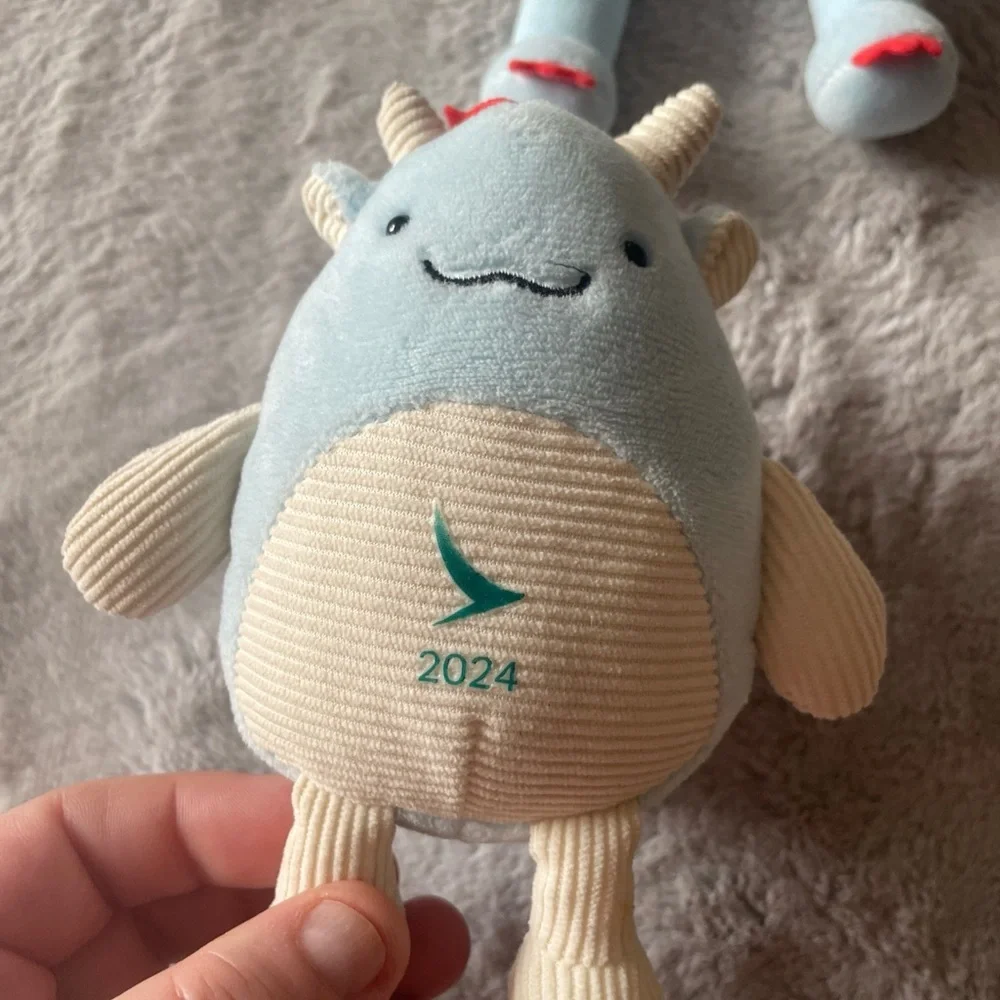 Blue Plush Dragon & baby dragon with 2024 Logo Cathay